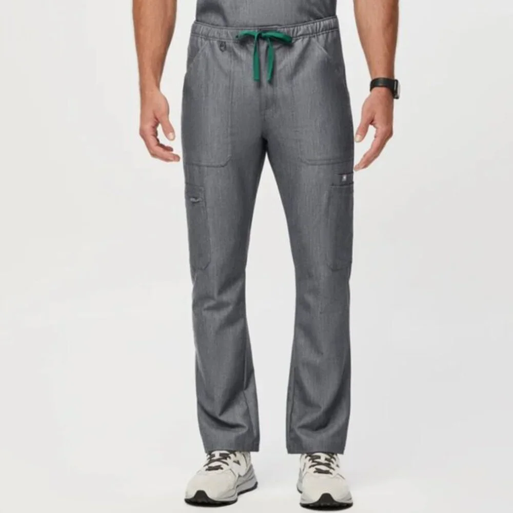 Figs Men's 'Cairo' Cargo Scrub Pants in 'Graphite' Gray/Green Size Large